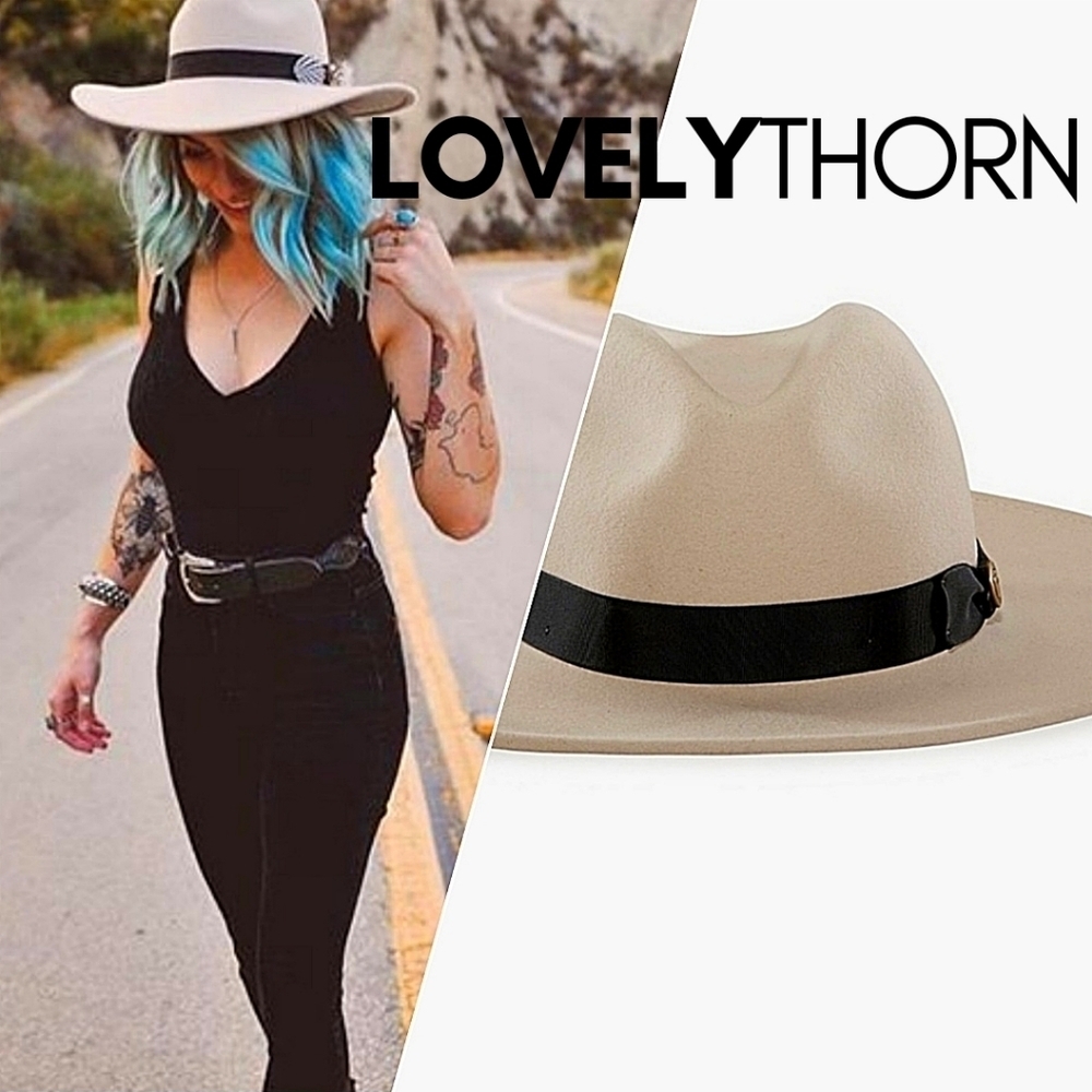 GOORIN BROS // ltd ed lady roulette ivory wide brim wool fedora grosgrain ribbon